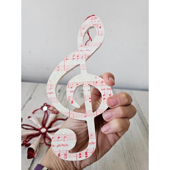 Musical note ornament glitter red sparkle‎ Xmas tree...